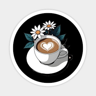 aesthetic cup of coffee with blooming flowers Magnet